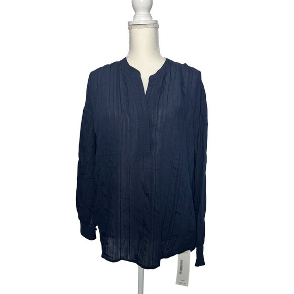 VINCE Womens Navy Blue Peasant Top Size Large - Picture 1 of 8